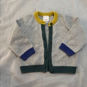 Hanna Anderson Gray Cardigan with Yellow and Blue Accents